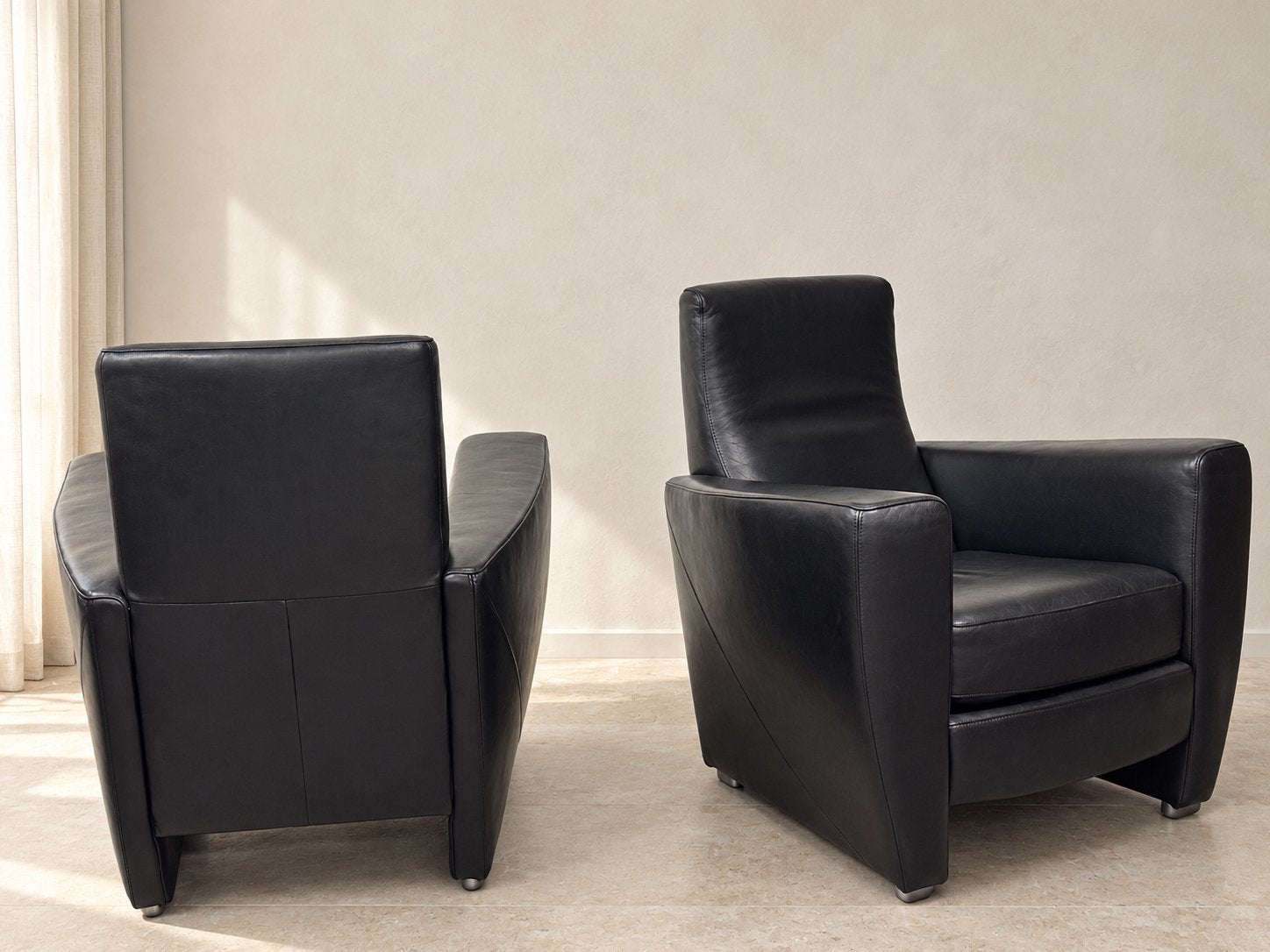 Leren fauteuils van Touche - als nieuw - zwart -, Luxe, Ophalen of Verzenden, Zo goed als nieuw, X