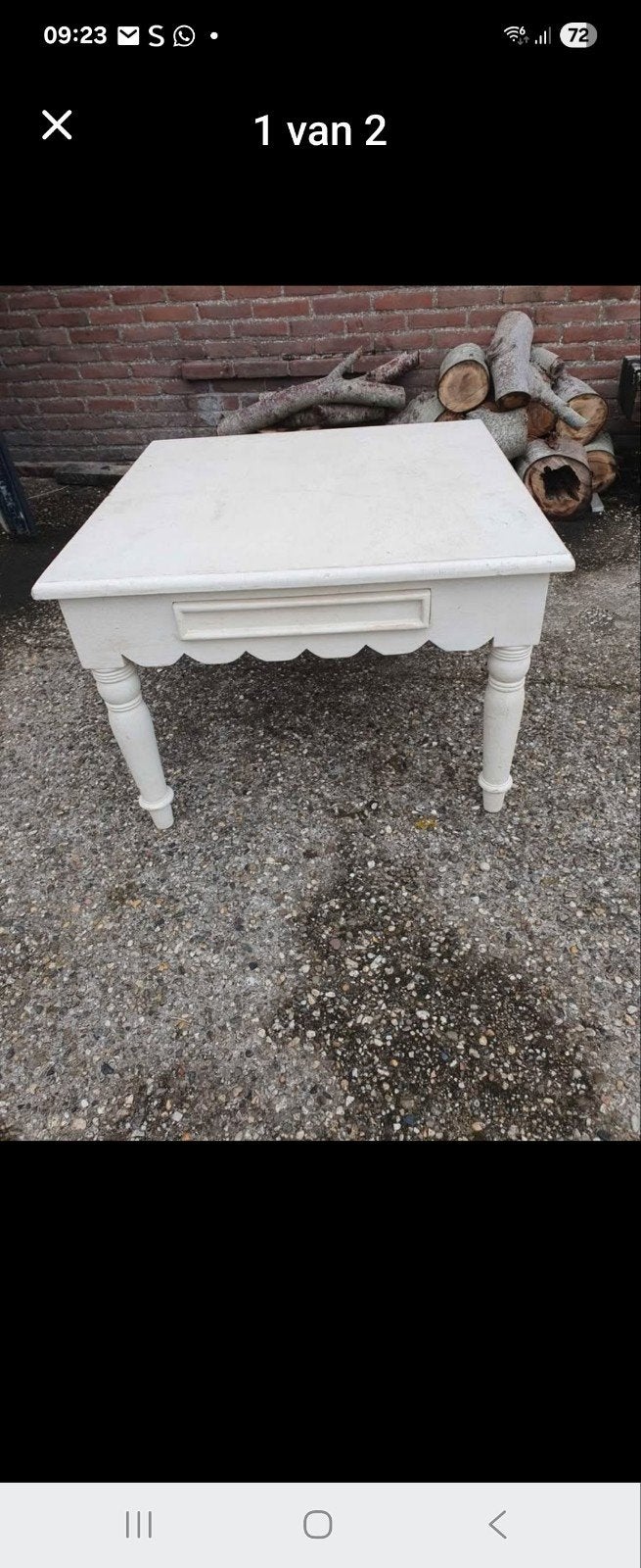Mooie hoektafel van krijtverf., Huis en Inrichting, Tafels | Salontafels, Ophalen, 50 tot 100 cm, Vierkant, 50 tot 100 cm