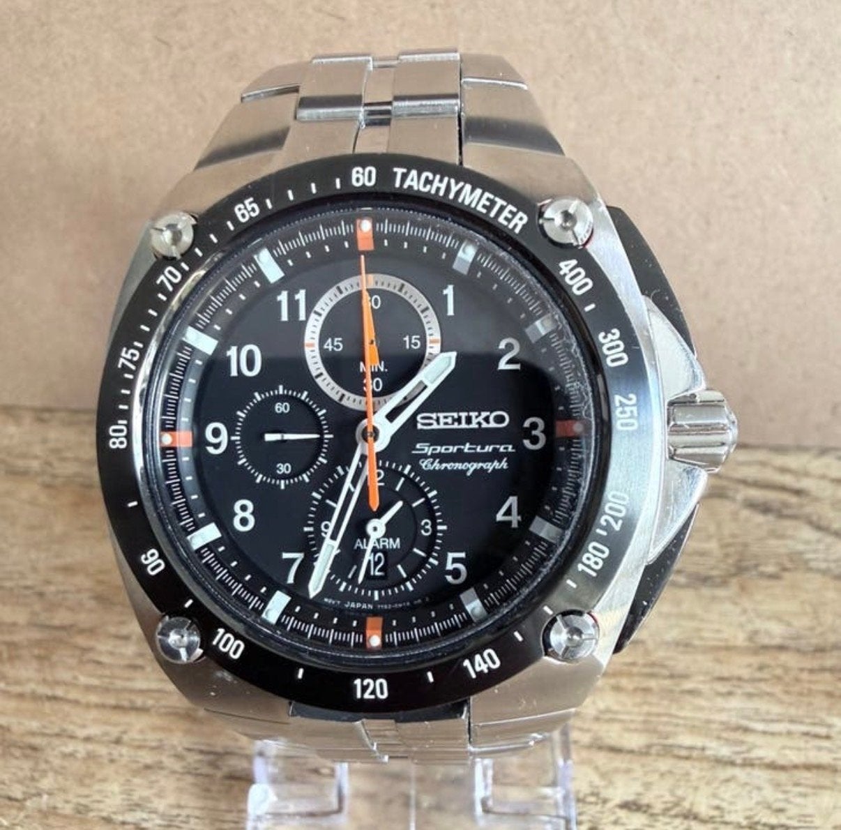Seiko Sportura 7T62-OJVO - Verlengschakel gezocht, Ophalen, Seiko, Gebruikt, Staal