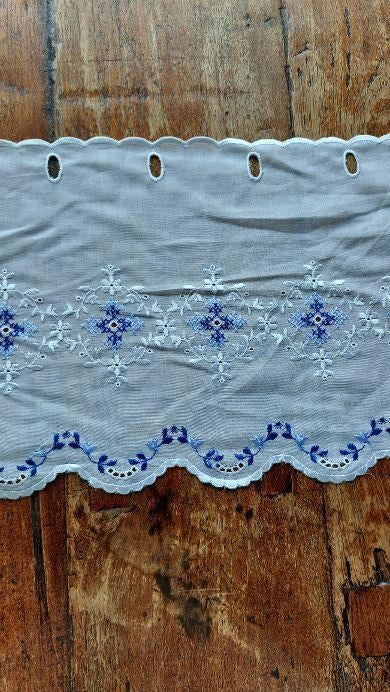 gordijn valletje wit/blauw 28cm hoog, Blauw, Valletje, Nieuw, Ophalen of Verzenden