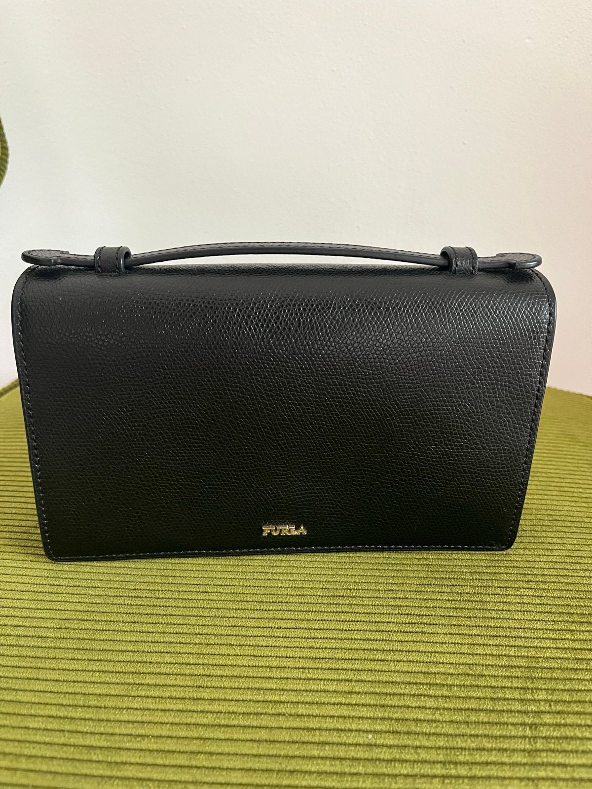 Furla schoudertasje/avondtasje zwart leer, Ophalen of Verzenden, Nieuw, Zwart, Schoudertasje