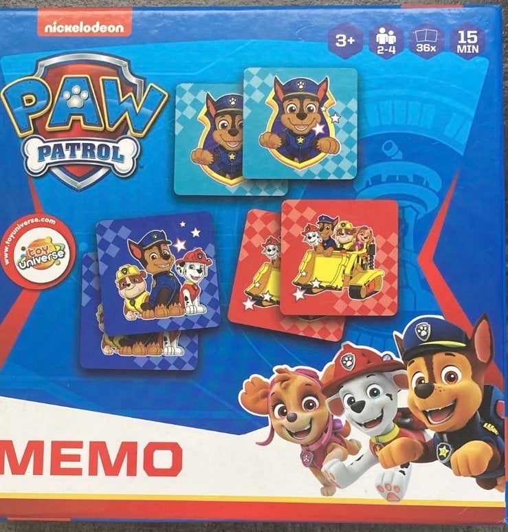 Paw Patrol Memory Spel - 36 kaarten - Vanaf 3 jaar, Ophalen of Verzenden, 10 tot 50 stukjes, Zo goed als nieuw, 2 tot 4 jaar