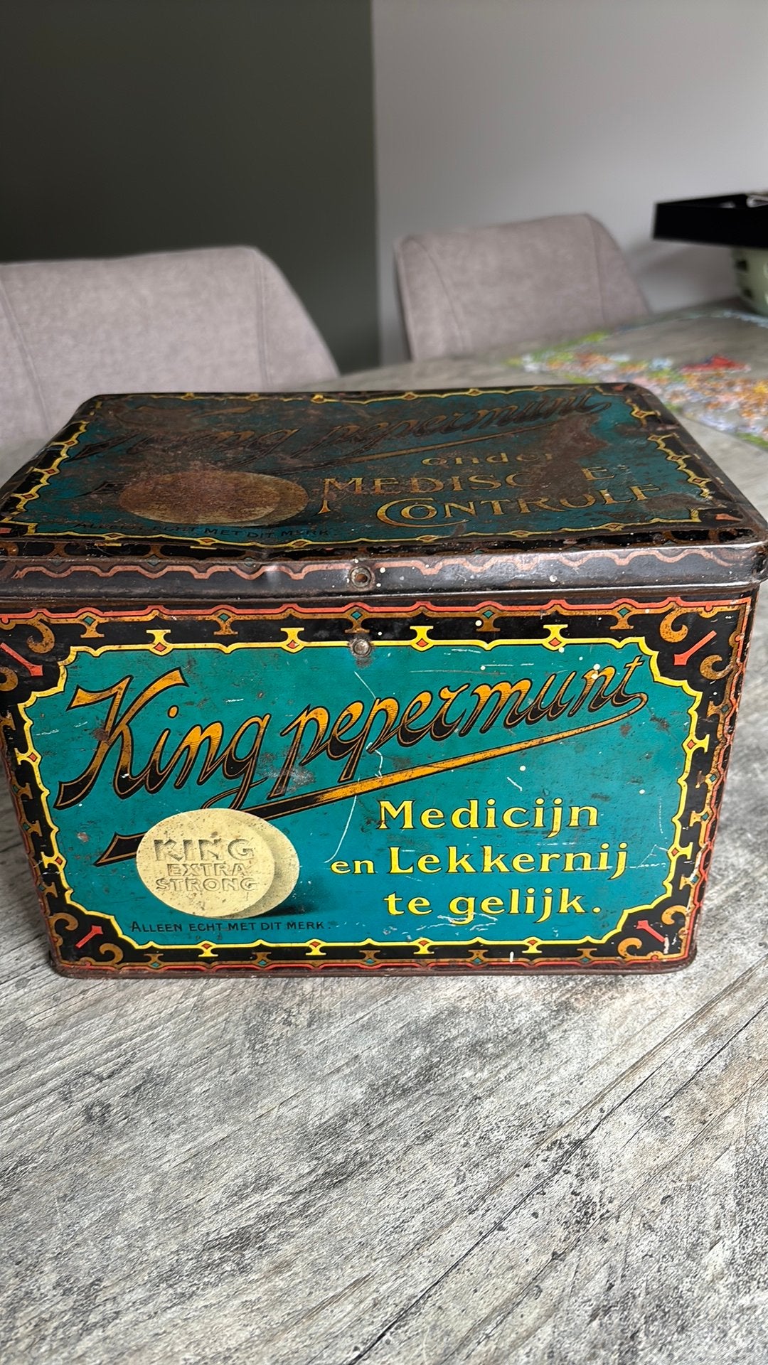 Verzamel item blik king pepermunt 1930, Ophalen, Zo goed als nieuw, Overige