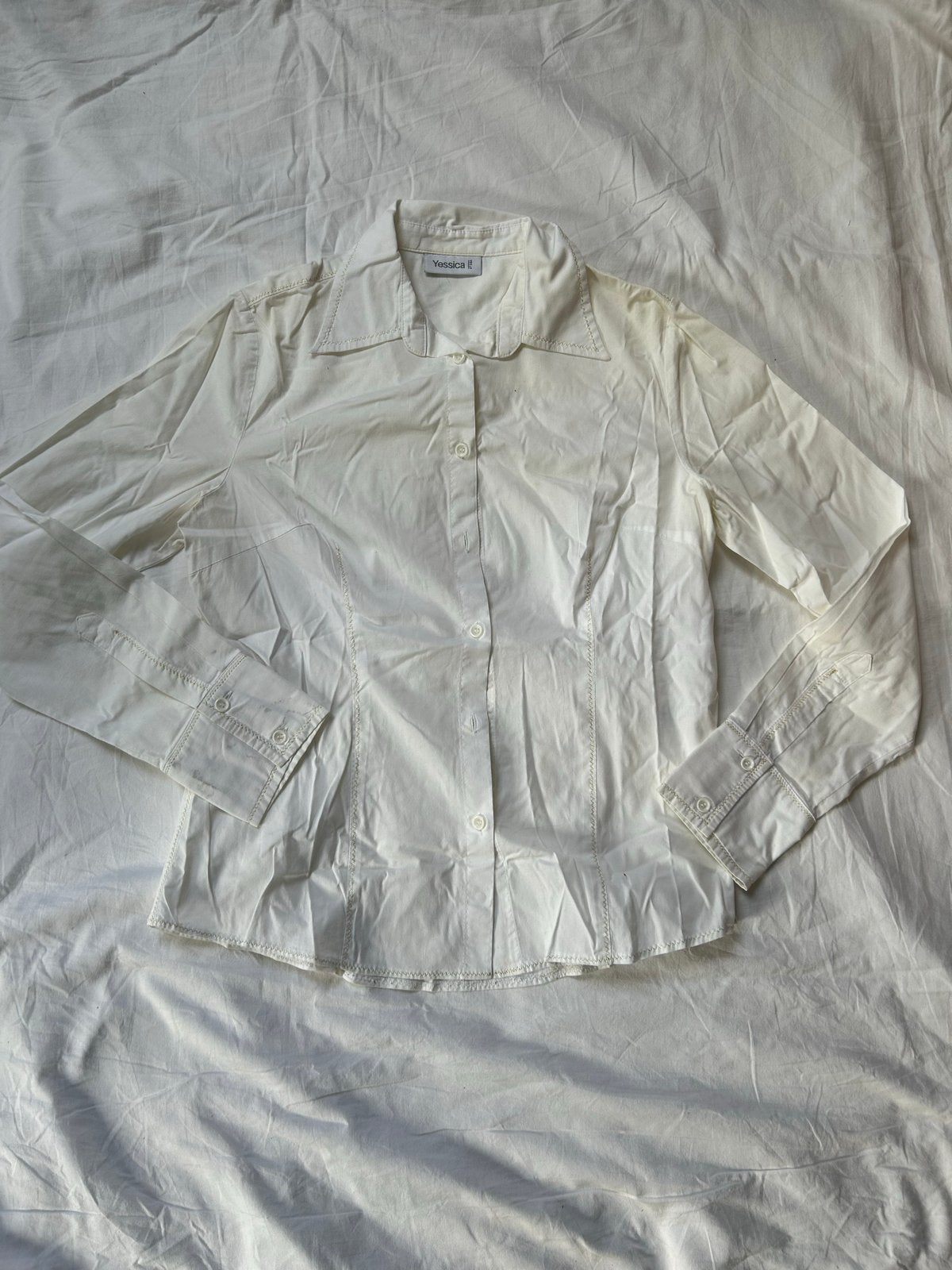 Vintage Yessica blouse wit maat M, Kleding | Dames, Ophalen of Verzenden, Gedragen, Maat 38/40 (M), Wit