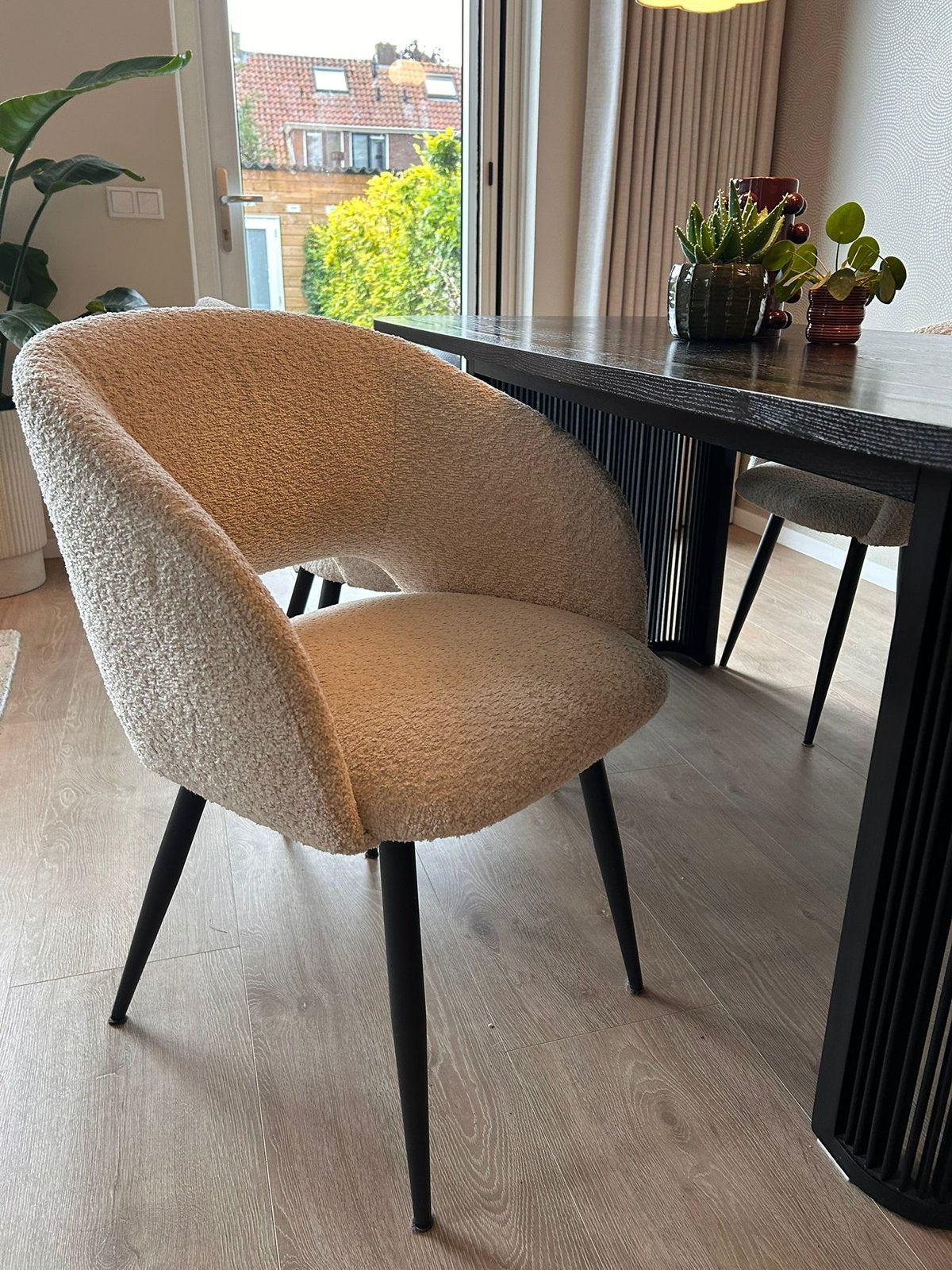 4 eetkamerstoelen z.g.a.n., Ophalen, Japandi, Wit, Zo goed als nieuw