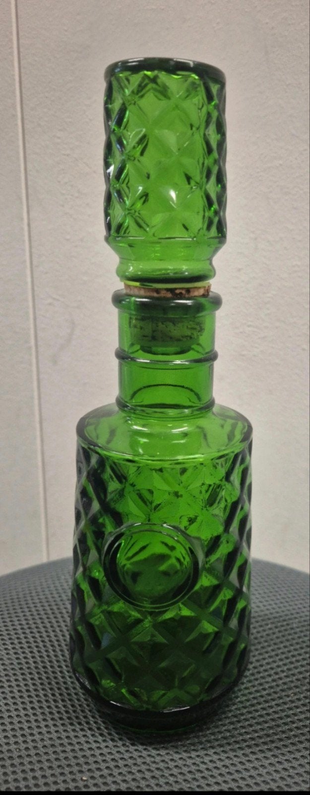 Vintage Groene Glazen Fles met Kurk - Made in Belgium, Ophalen of Verzenden