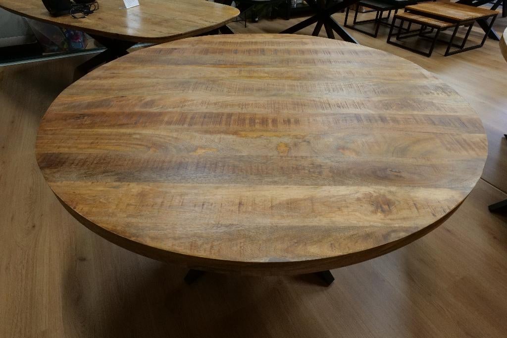 Ronde mangohouten eettafel 100 tm 150cm, Rond, Nieuw, Ophalen of Verzenden, Vijf personen of meer