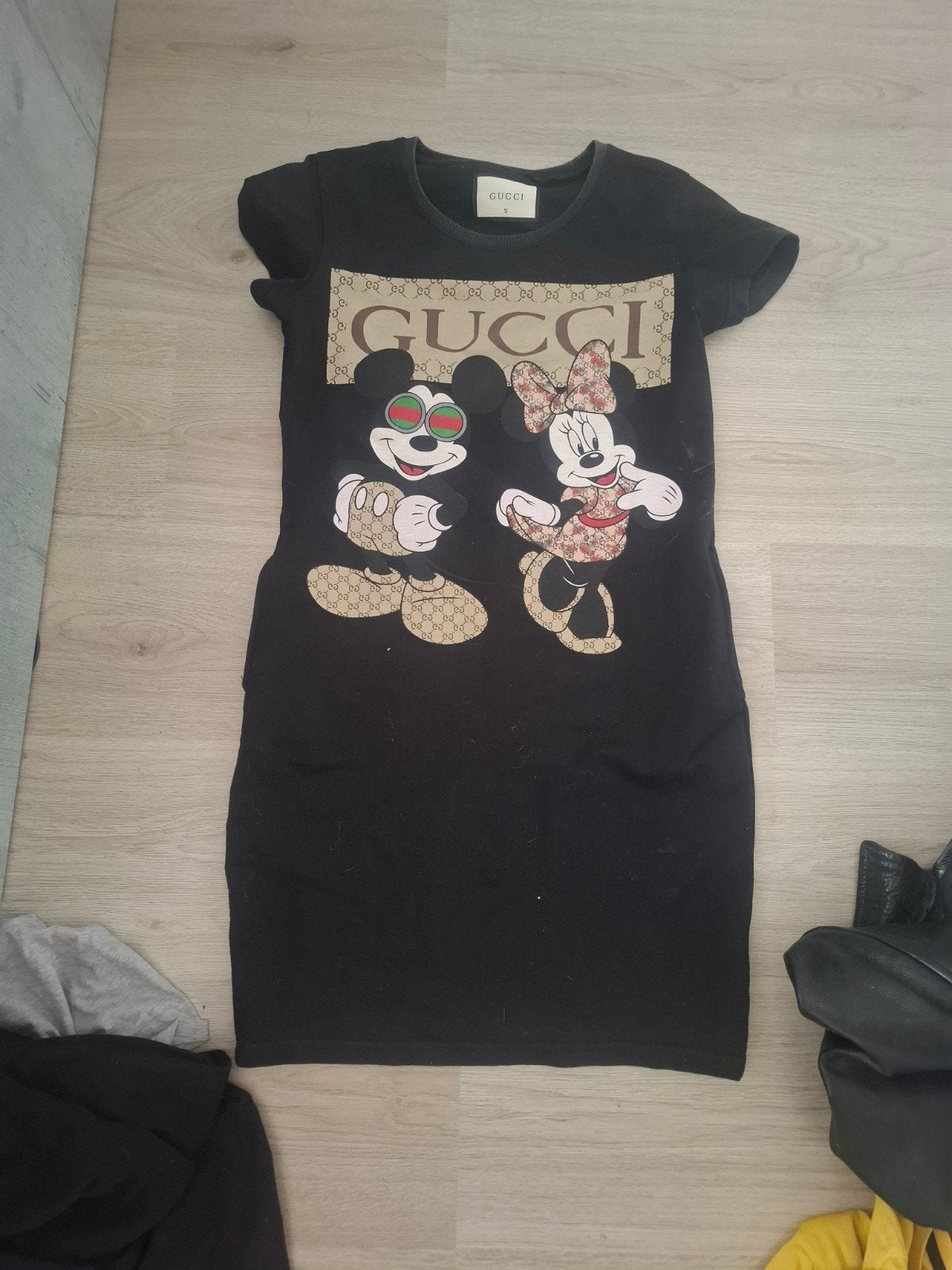 Gucci Mickey & Minnie Mouse Jurk Zwart, Zwart, Ophalen of Verzenden, Maat 36 (S), Boven de knie