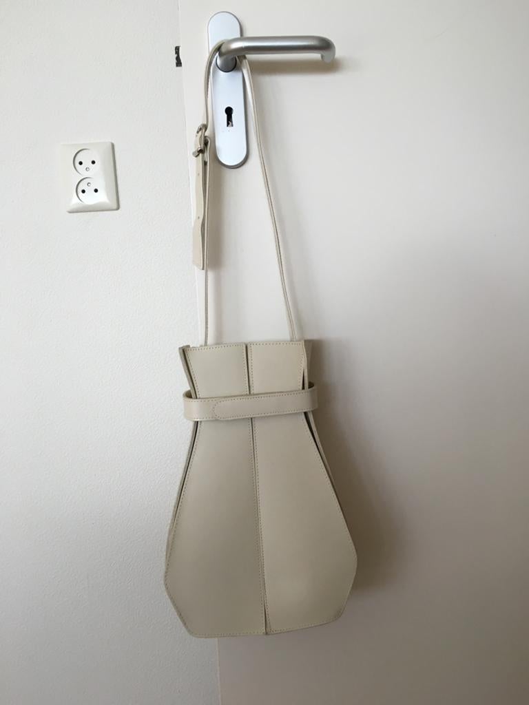 Franse leren tulp tas, Ophalen of Verzenden, Nieuw, Beige, Handtas
