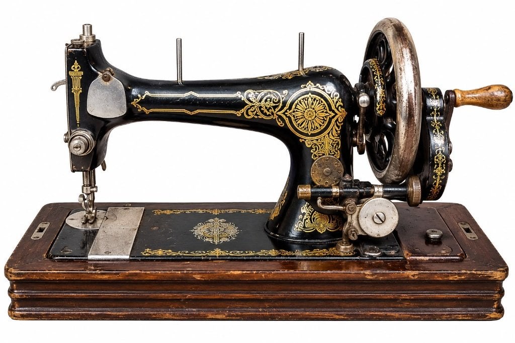 Antieke handnaaimachine met zwengel – decoratief ., Ophalen of Verzenden, Gebruikt
