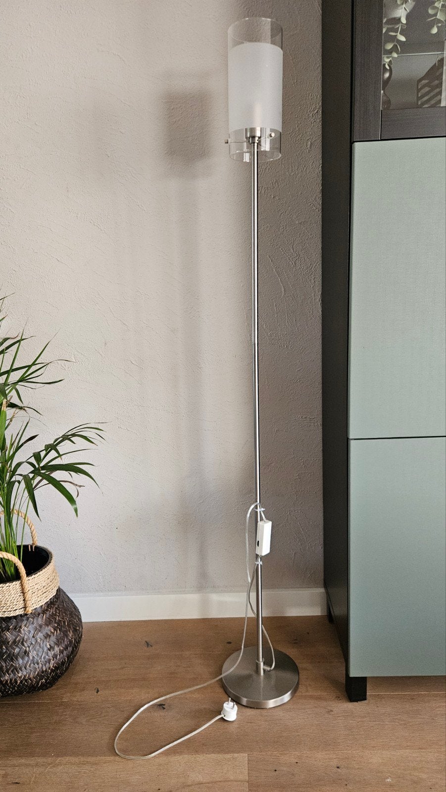 Staande lamp met glazen kap, Ophalen, Modern minimalistisch, E27 (groot), Zo goed als nieuw