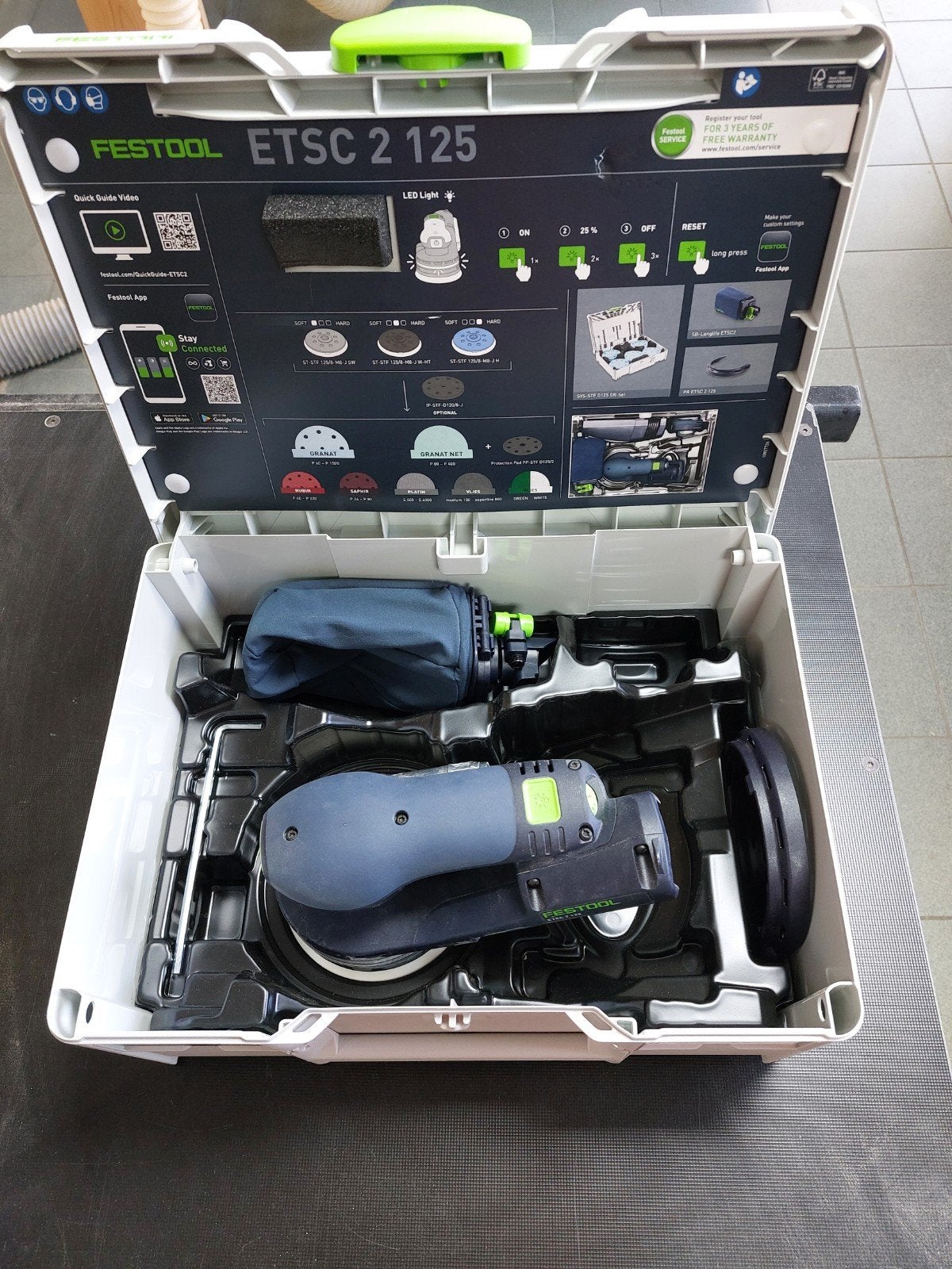 Festool ETSC 2 125 Accu Schuurmachine incl. accu, Ophalen, Zo goed als nieuw, Excentrische schuurmachine