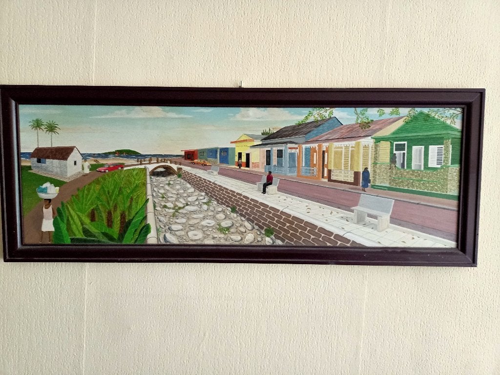Schilderij Dominicaanse Republiek, Antiek en Kunst, Ophalen, Handgeschilderd, Stads- / dorpsgezicht
