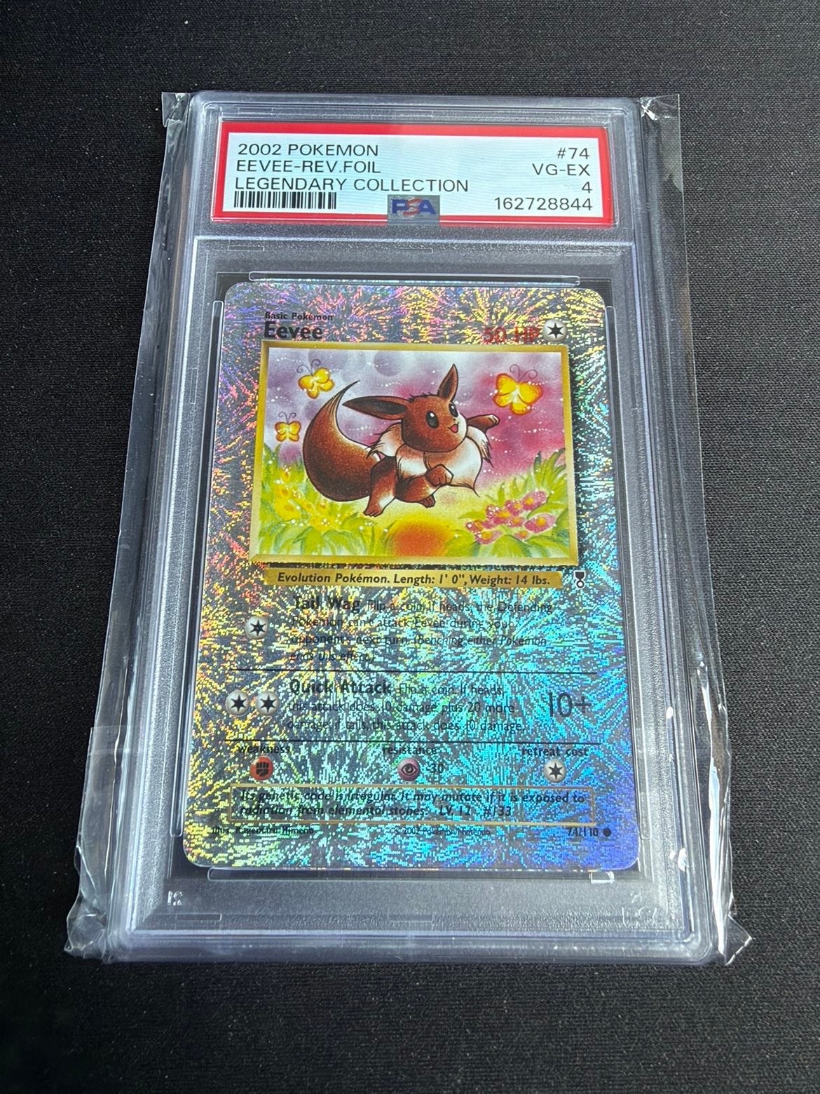 2002 Pokémon Eevee Reverse Foil Legendary Collection PSA 4, Ophalen, Gebruikt, Losse kaart, Foil