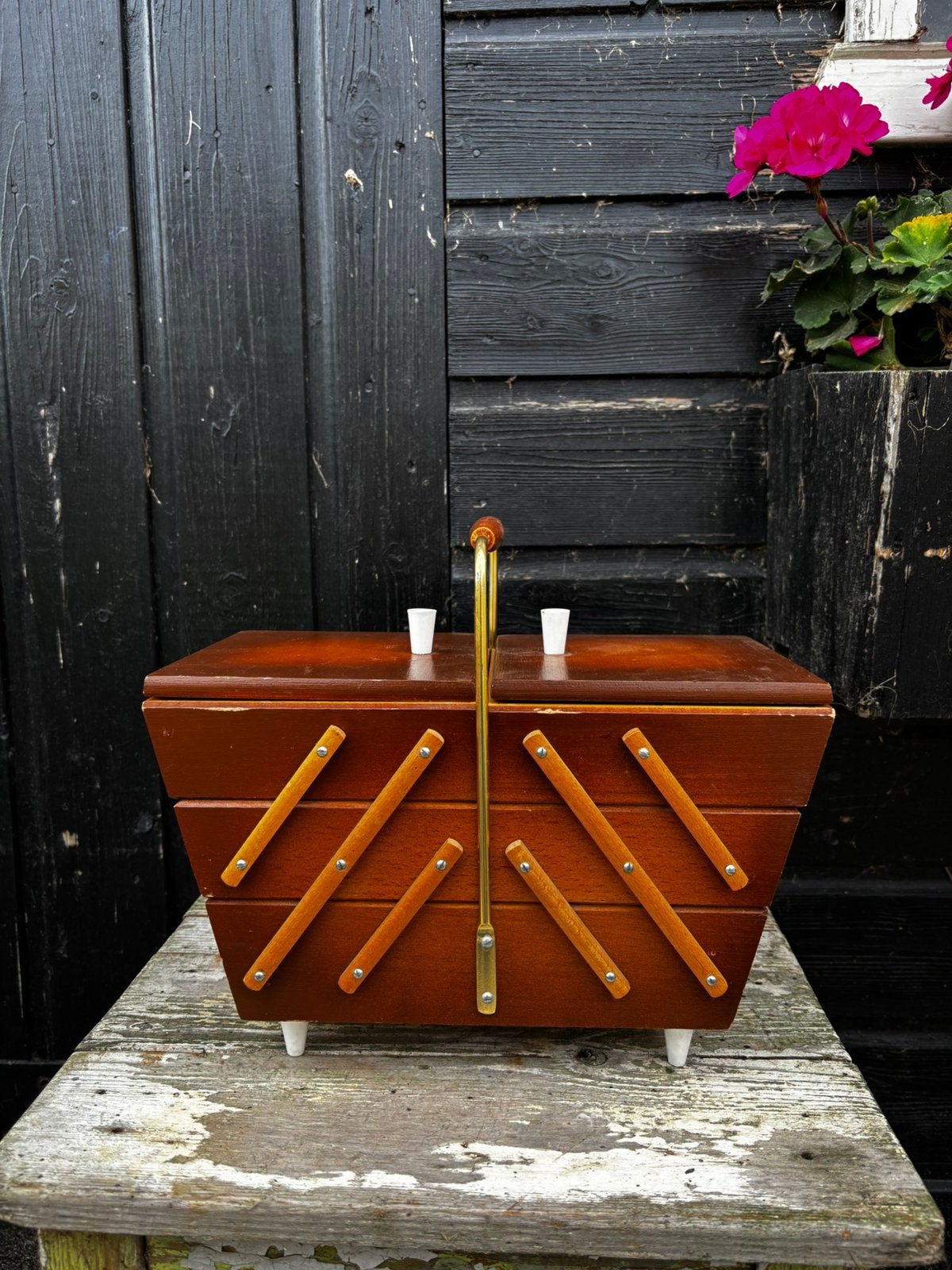 Vintage houten naaikistje, Ophalen of Verzenden