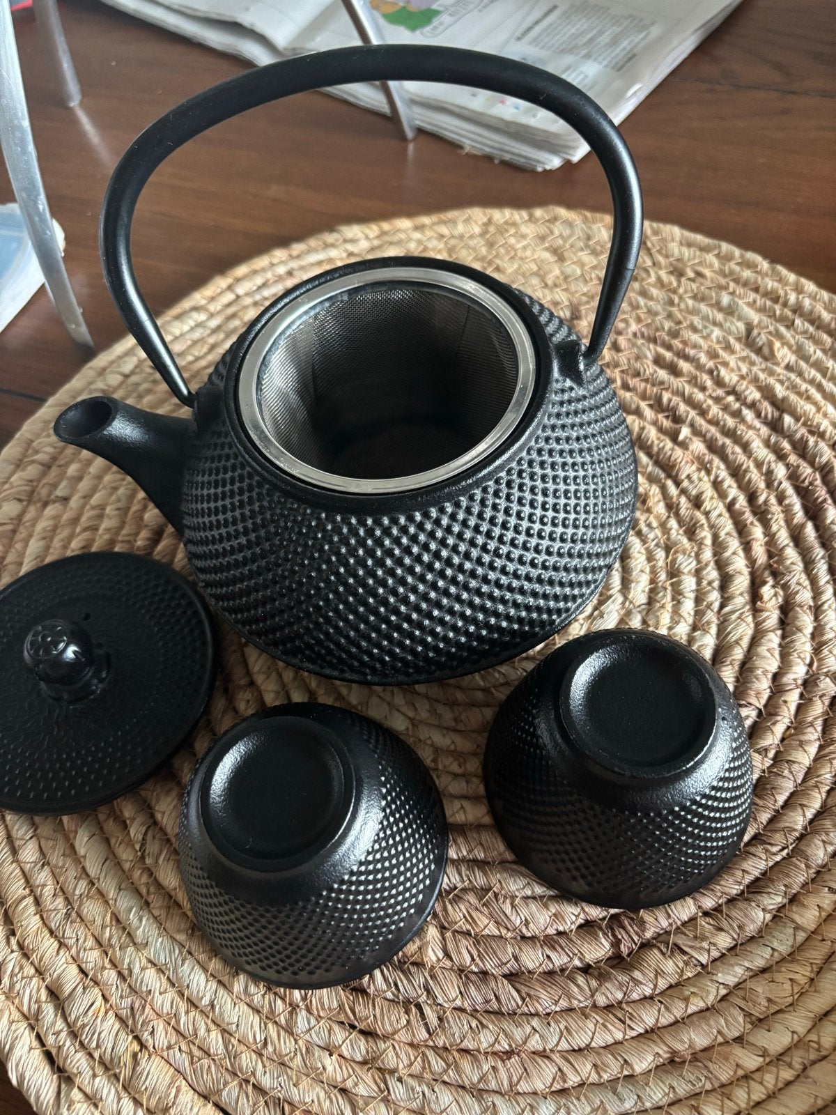 Bredemeijer gietijzeren theepot met 2 mokken - Nieuw, Theepot/fluitketel, Bredemeijer, Nieuw, Ophalen of Verzenden