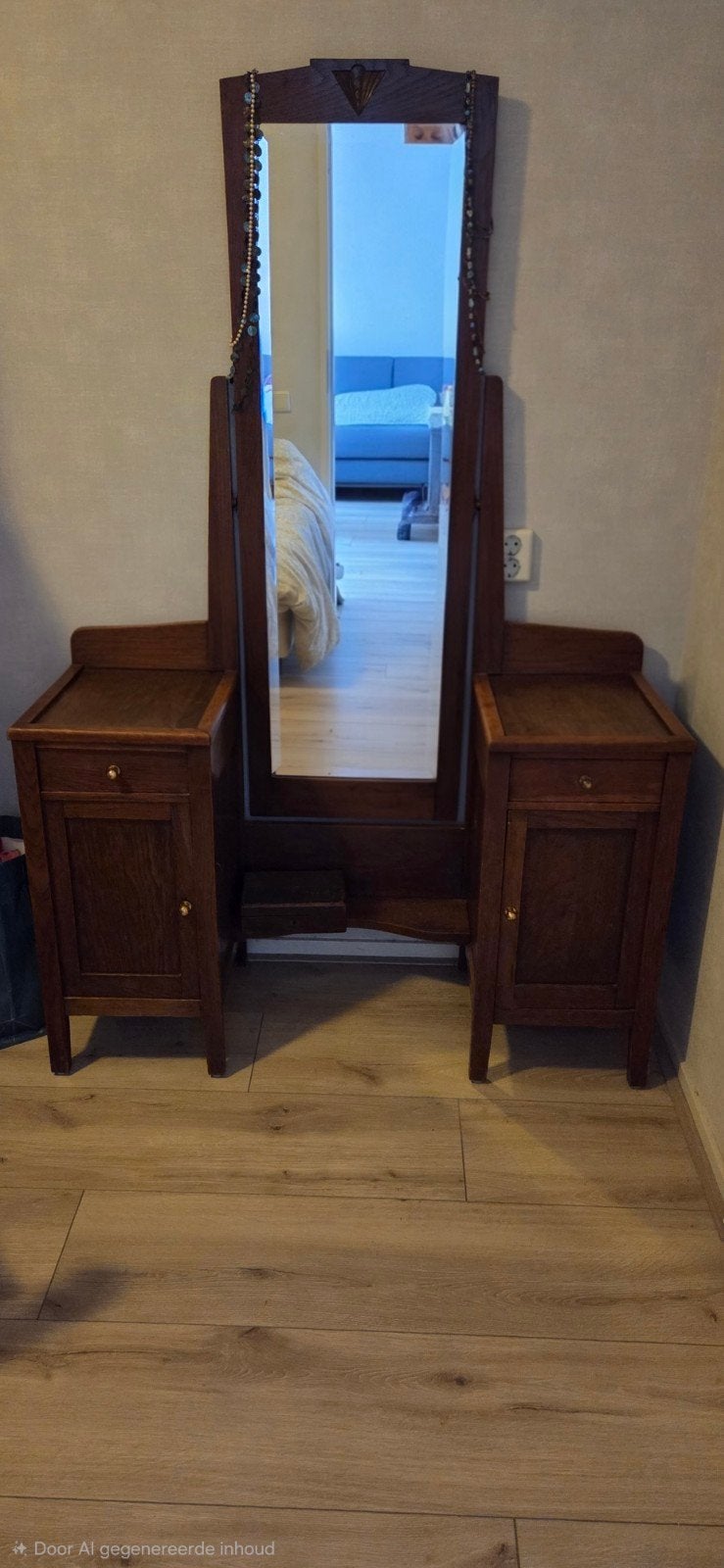 Kaptafel met opbergruimte en grote spiegel, Huis en Inrichting, Tafels | Kaptafels, Ophalen, 50 tot 100 cm, Minder dan 100 cm