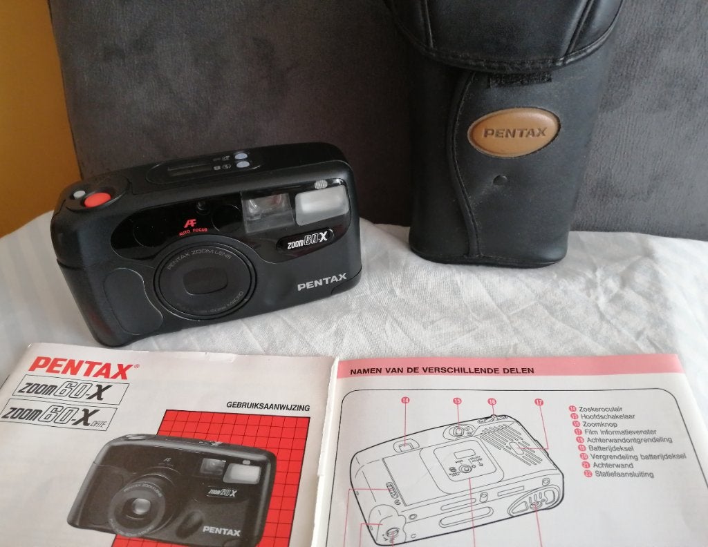 Pentax Zoom 60 X compact filmrol camera tas fototoestel, Ophalen of Verzenden, Gebruikt, Compact, Pentax