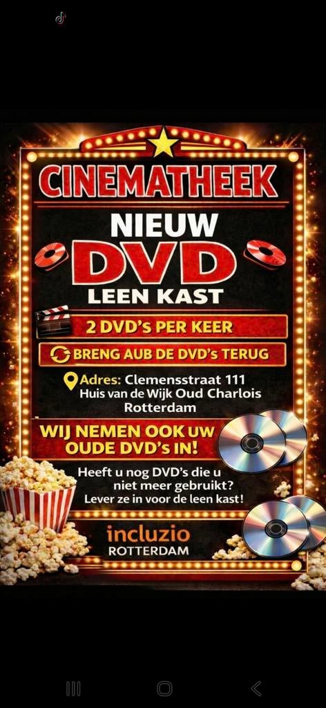 Gratis DVD films lenen in Huis van de Wijk Charlois, Ophalen of Verzenden, Gebruikt