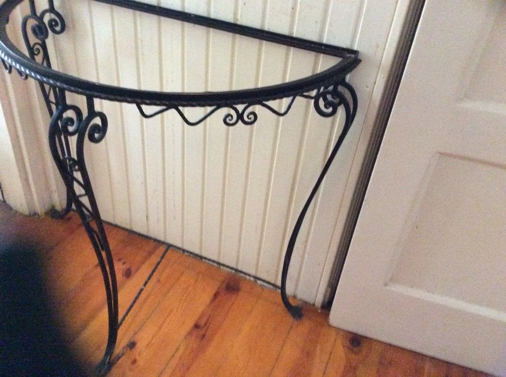Halfronde tafel met fraaie gietijzeren basis, Ophalen, Gebruikt, 55 tot 75 cm, Overige vormen