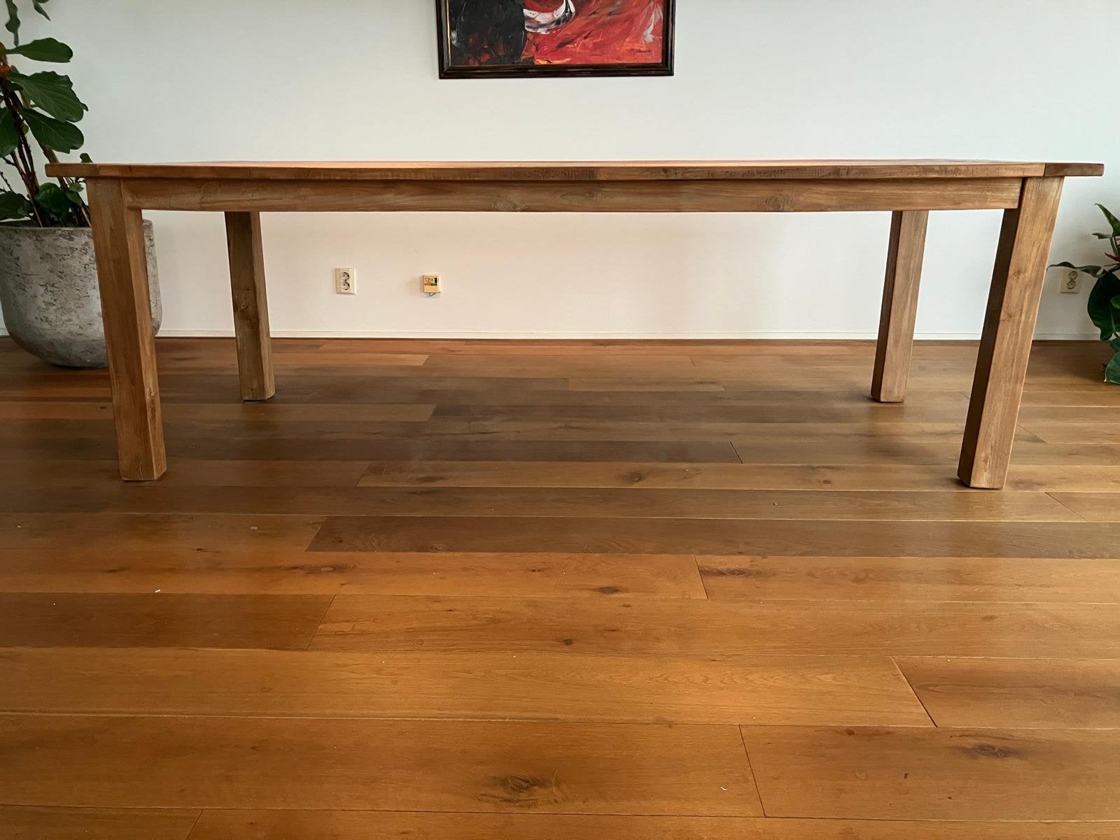 Eettafel walnoten hardhout 2.40 x 1.00 zgan, Ophalen, Zo goed als nieuw, Rechthoekig