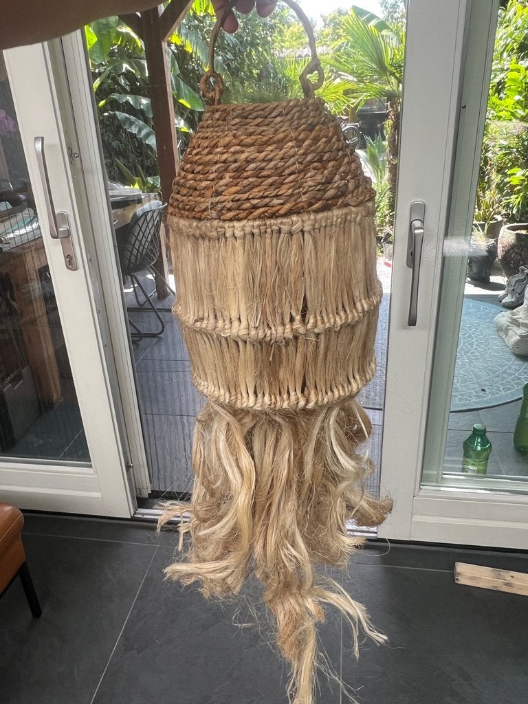 Lampenkap Bali van bananenblad touw Ibiza hanglamp, Overige materialen, Verburgt Vintage, Nieuw, Ophalen of Verzenden