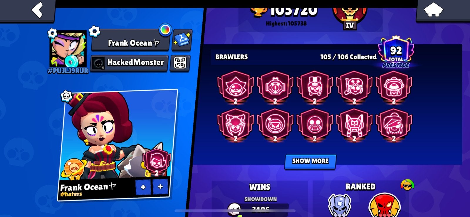 105k brawlstars account met bijna alles maxed, Spelcomputers en Games, Ophalen, Zo goed als nieuw