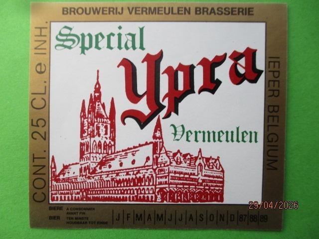 bieretiket Belgie 3-5 (i21) vermeulen, Ophalen of Verzenden, Zo goed als nieuw, Overige typen, Overige merken