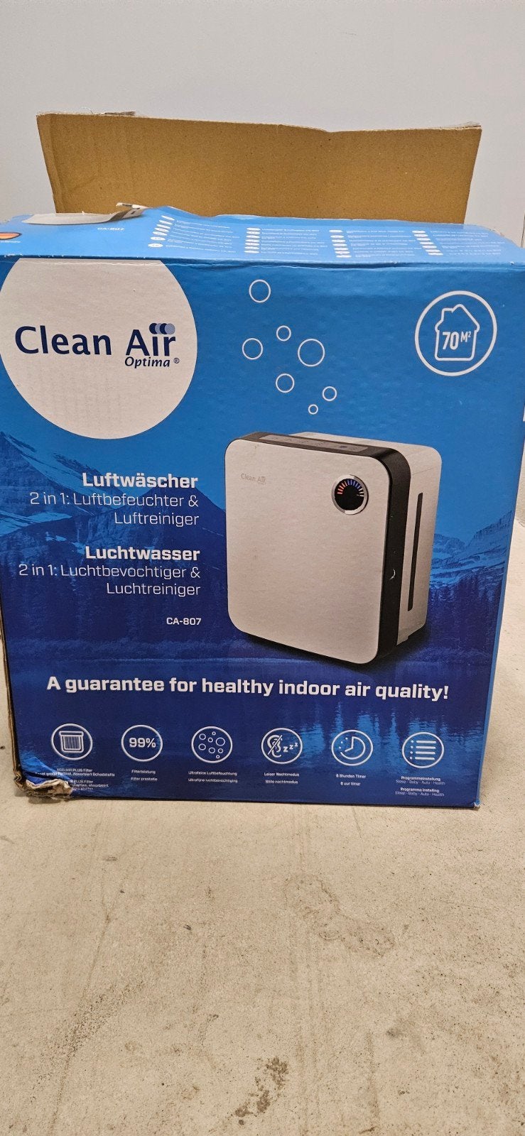 Clean Air Optima CA-807 Luchtbevochtiger & Luchtreiniger, Ophalen of Verzenden, Zo goed als nieuw, Luchtbevochtiger