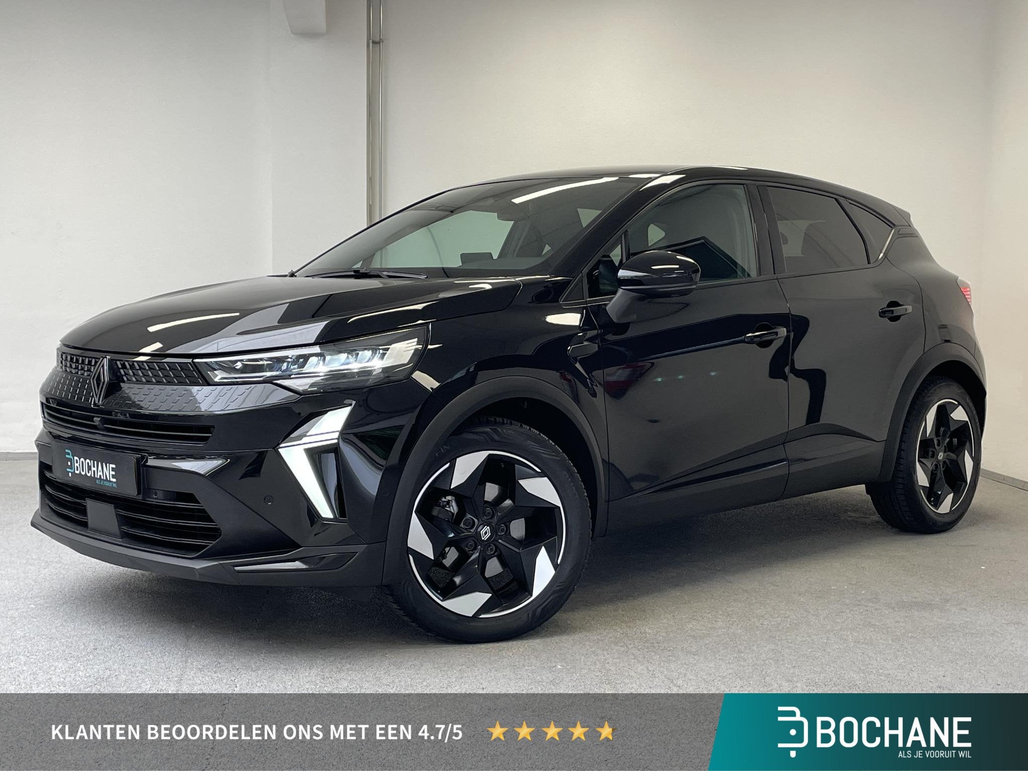 Renault Captur 1.6 E-Tech full hybrid 145 techno | 360° Cam, Auto's, 1345 kg, Gebruikt, Leder en Stof, Zwart