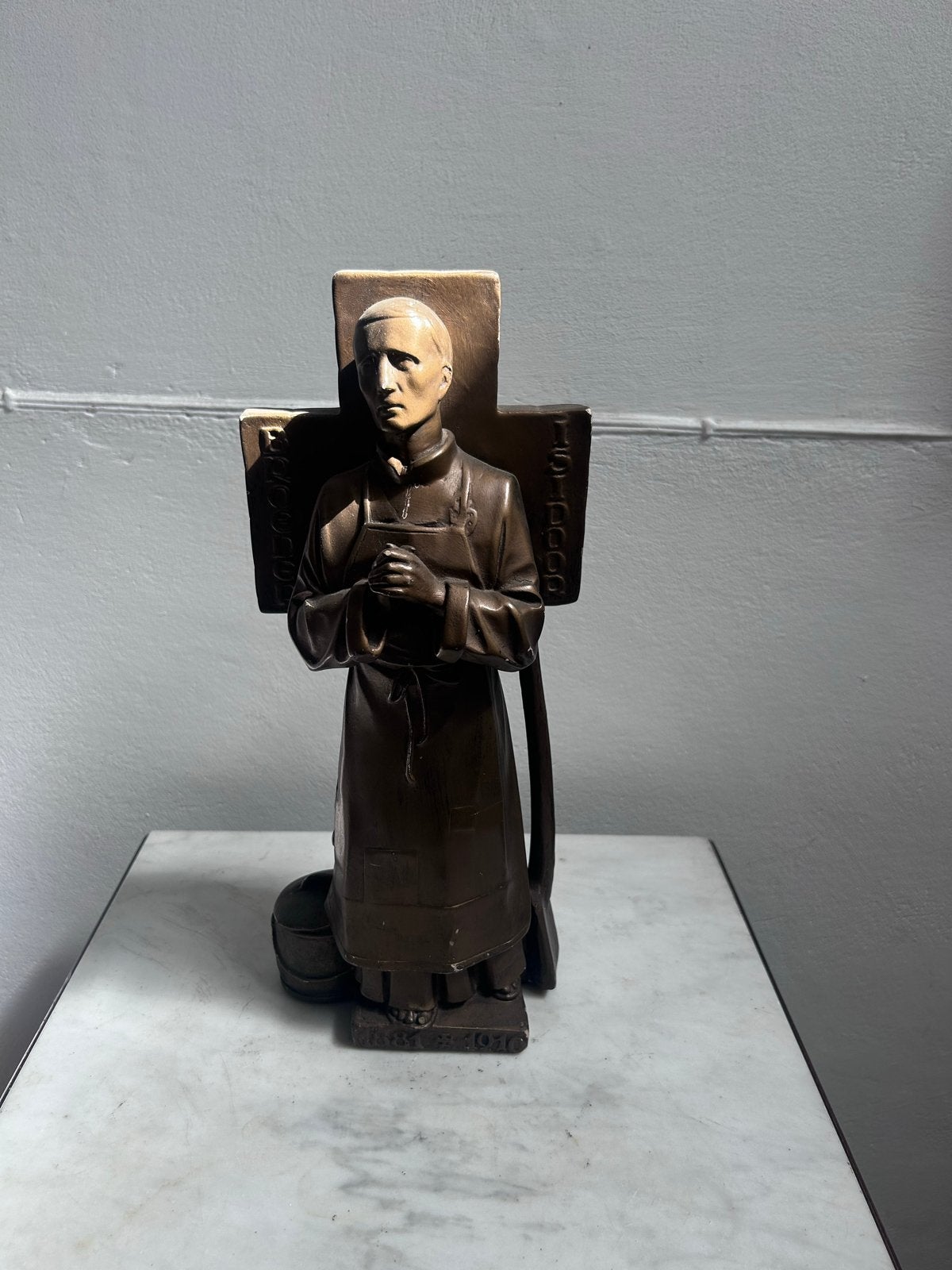 Vintage beeld Broeder Isidoor - m religieus gipsbeeld, Ophalen of Verzenden