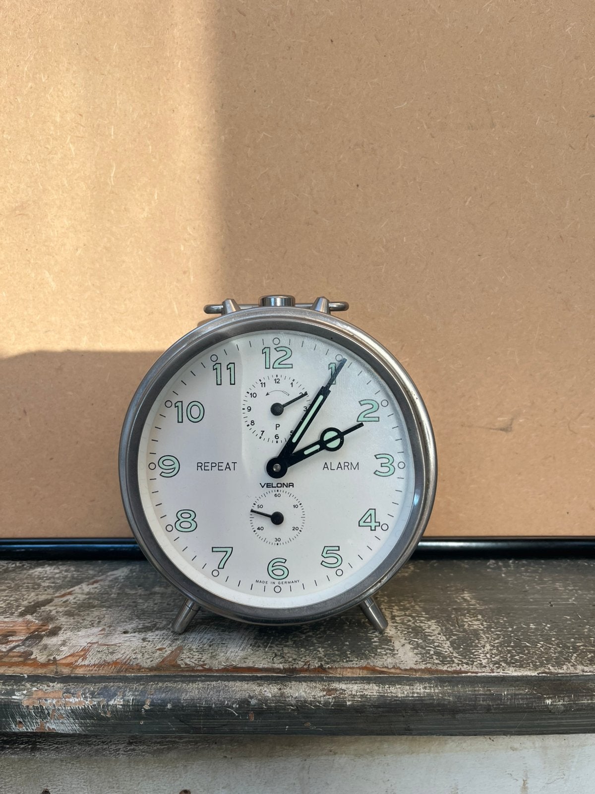 Vintage Velona Zilver Mechanische Wekker Klokje, Ophalen, Gebruikt