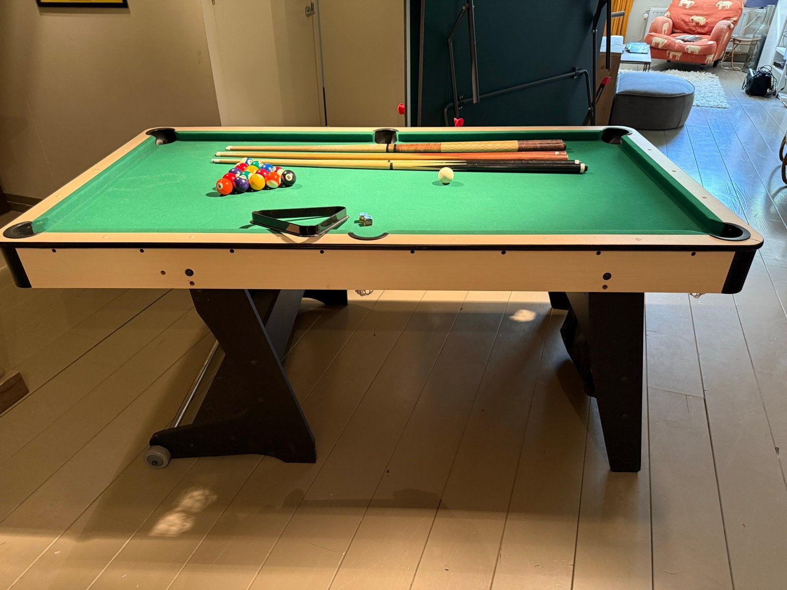 Pooltafel met accessoires, opklapbaar, Ophalen, Gebruikt, Pooltafel