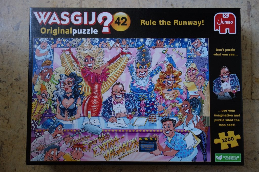 Wasgij Original puzzel 42 - Glitter en schitter!, Ophalen of Verzenden, 500 t/m 1500 stukjes, Zo goed als nieuw, Legpuzzel