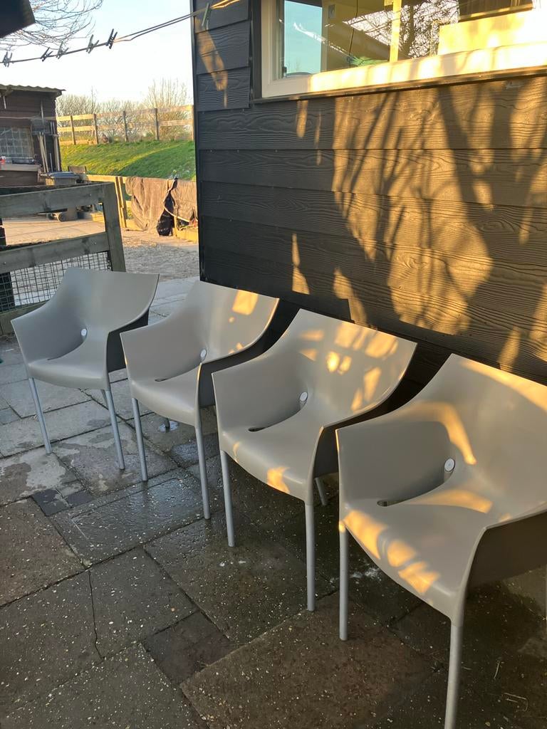 Kartell Starck DR No kuipstoelen grijs (setprijs), Tuin en Terras, Ophalen, Gebruikt, Kunststof