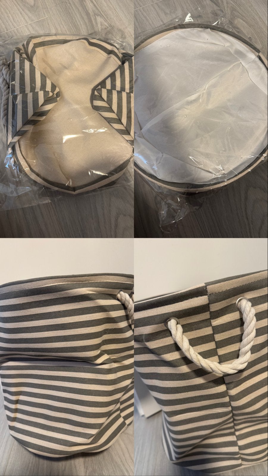 Gestreepte wasmand/opbergmand - Nieuw, Nieuw, Ophalen of Verzenden, Modern, Grijs