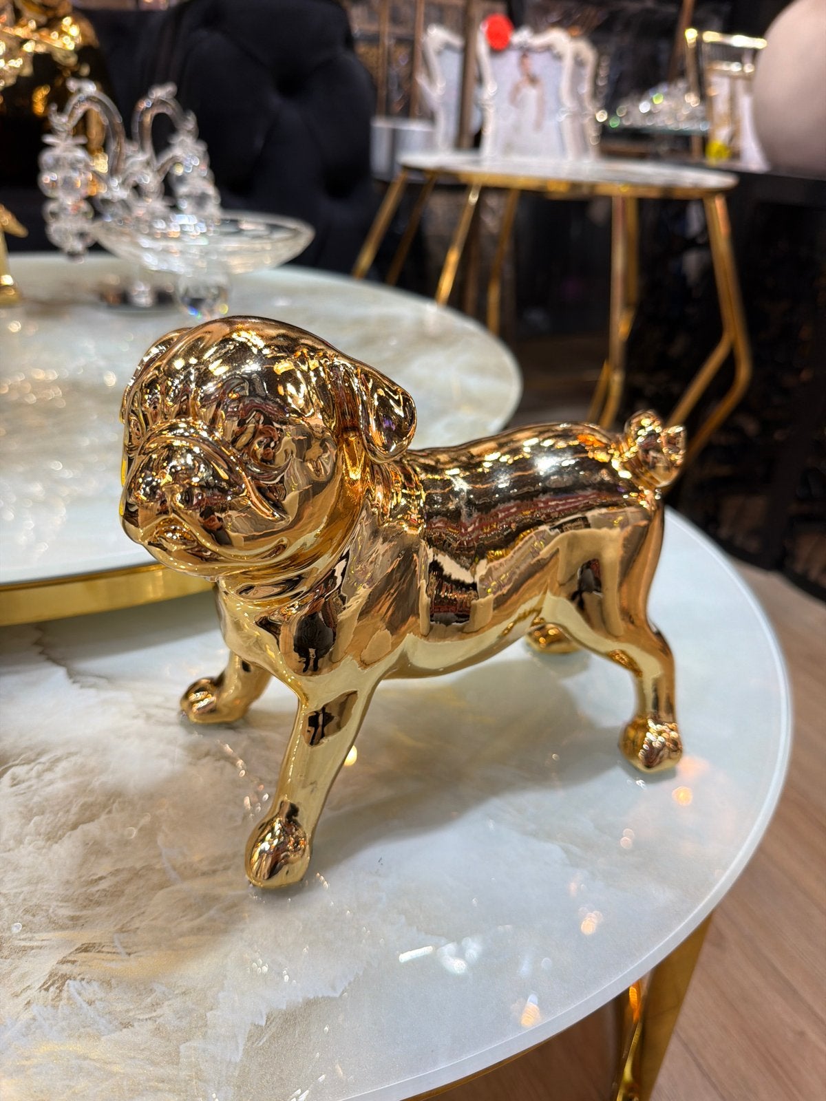 Gouden Mopshond Beeldje - Decoratief Woonaccessoire, Ophalen of Verzenden, Zo goed als nieuw, Goud, Modern