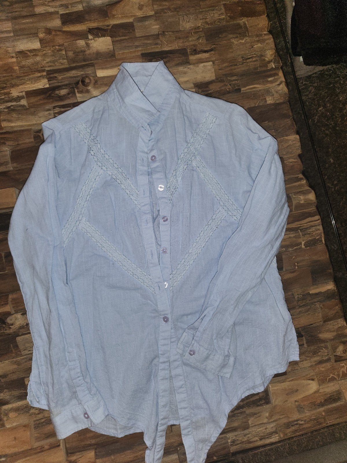 Lichtblauwe blouse met kant - The Sting, Maat 38/40 (M), The Sting, Blauw, Ophalen of Verzenden