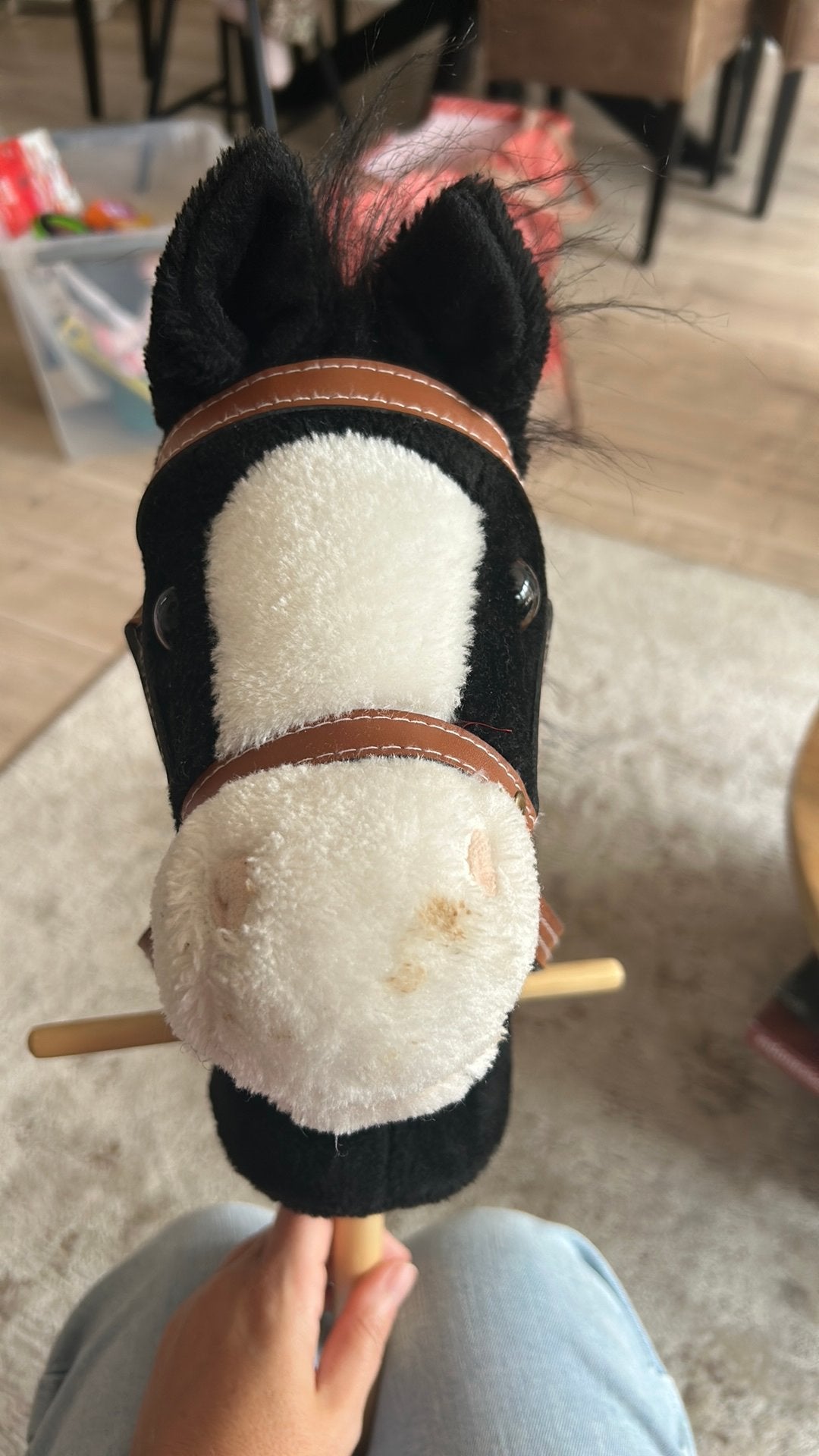 Stokpaardje zonder geluid, Dieren en Toebehoren, Ophalen, Gebruikt, Zwart, Inclusief teugels