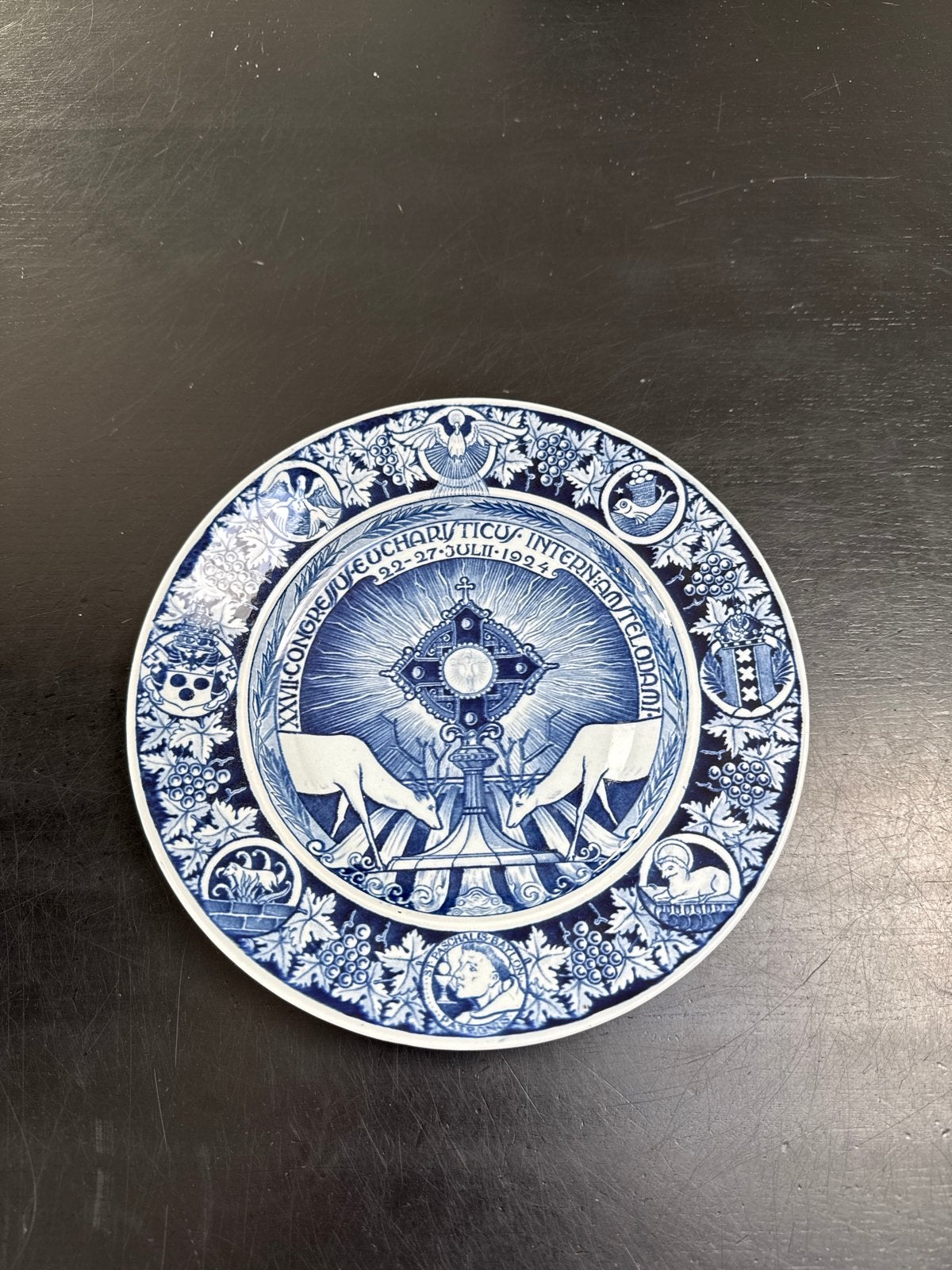 Antiek Delfts Blauw Sierbord - Eucharistisch Congres 1924, Ophalen of Verzenden