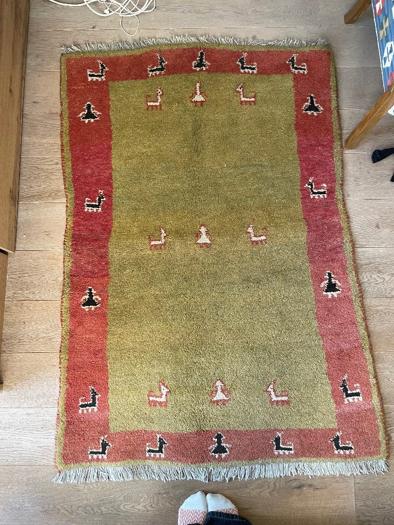 Kelim perzisch kleed, Ophalen, 100 tot 150 cm, Perzisch, Groen