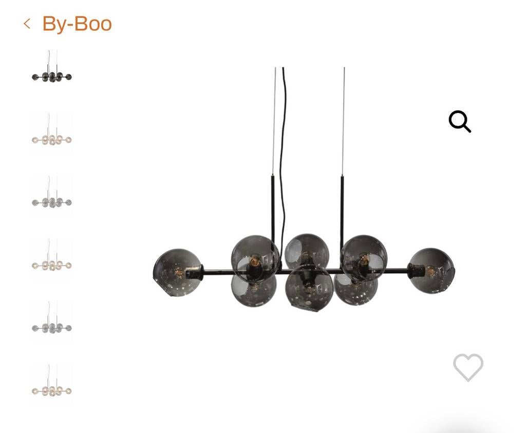 Zwarte plafondlamp van By Boo met 8 bulbs., Ophalen, Zo goed als nieuw, Minder dan 50 cm