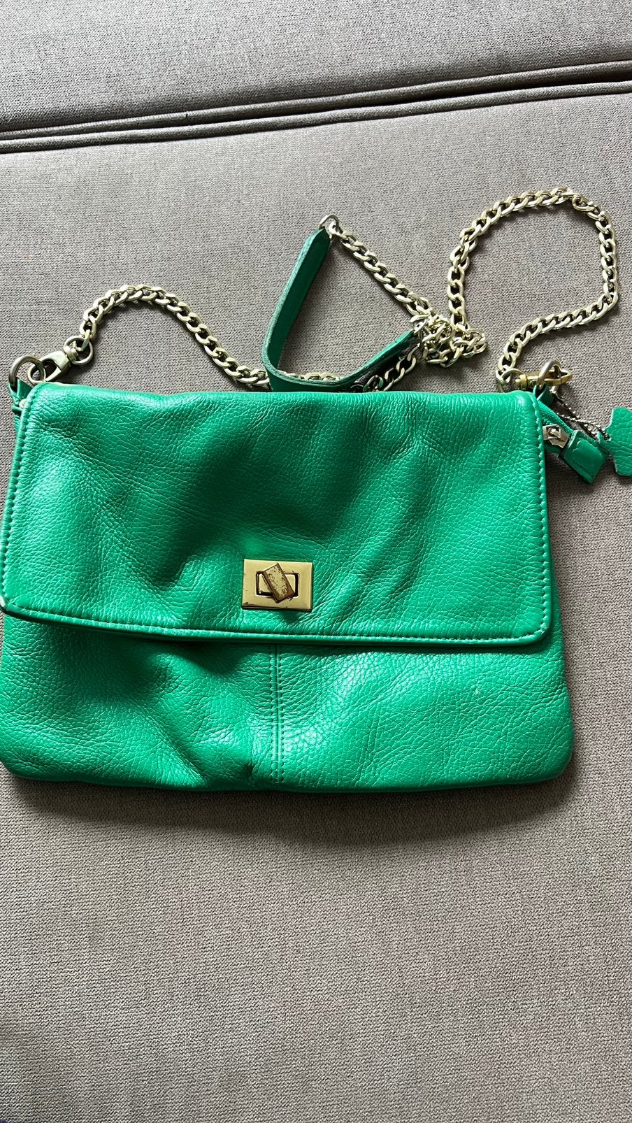 Groene echt leren clutch, Sieraden, Tassen en Uiterlijk, Ophalen of Verzenden, Zo goed als nieuw, Groen, Avondtasje