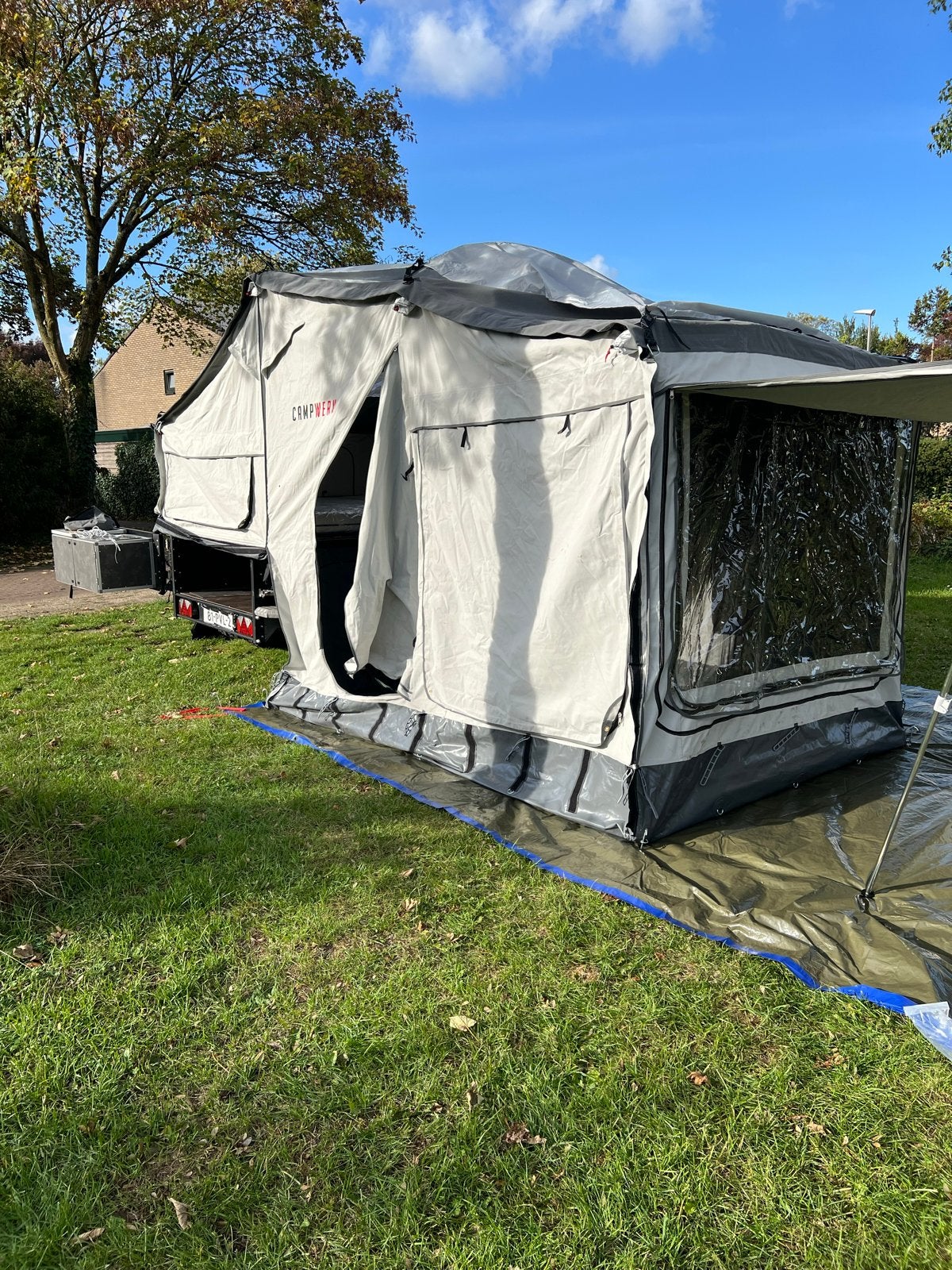 80% Nieuwe Offroad Campwerk Family Tenttrailer met  keuken +, Ophalen, Campwerk, Beige, Aanwezig