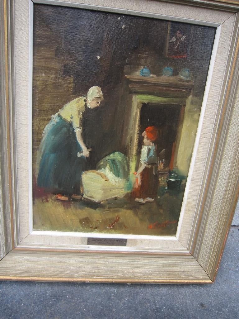 NICOLAI COSTER, Leuk Binnenh Taf.Vrouw/Kind bijde Wieg, Antiek en Kunst, Ophalen