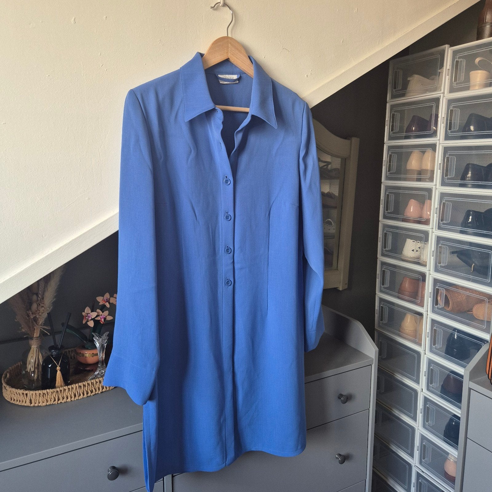Vintage Basler Lange Blouse – Maat 40, Maat 38/40 (M), Blauw, Basler, Ophalen of Verzenden