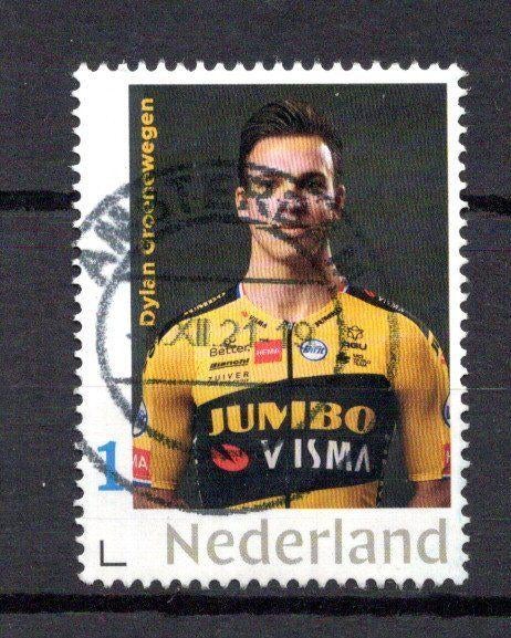 gestempelde zegel. persoonlijke: wielrenner, Postzegels en Munten, Ophalen of Verzenden, Na 1940, Gestempeld