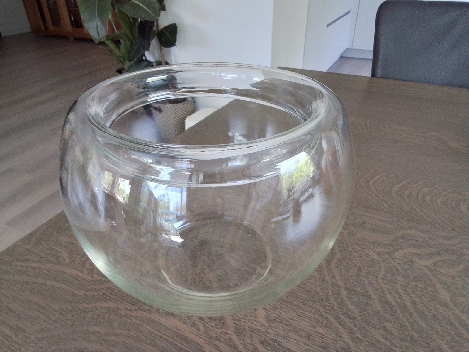 DUTZ VAAS MET NAAR BINNEN GESLAGEN RAND - HELDER GLAS, Ophalen of Verzenden, Glas