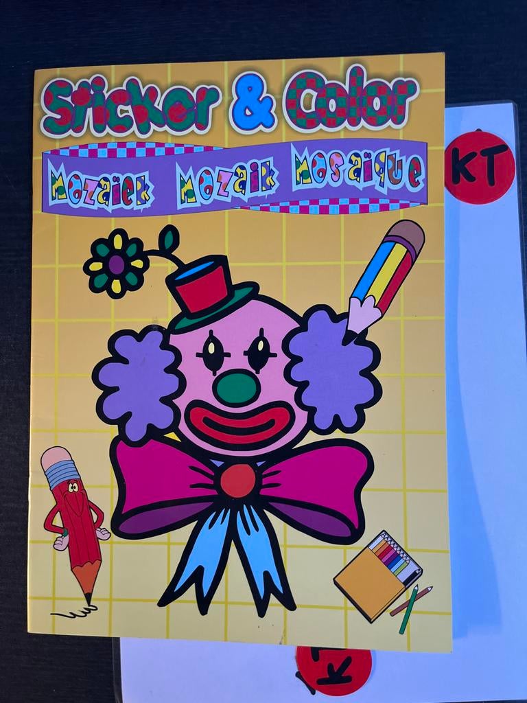 Sticker & Color Mozaïek Knutselboek - Clown Thema, Hobby en Vrije tijd, Knutselen, Overige thema's, Nieuw, Meerkleurig, Ophalen of Verzenden
