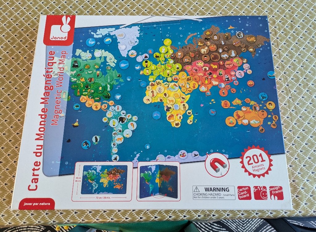Janod Magnetic world map with magnets, Ophalen, Gebruikt
